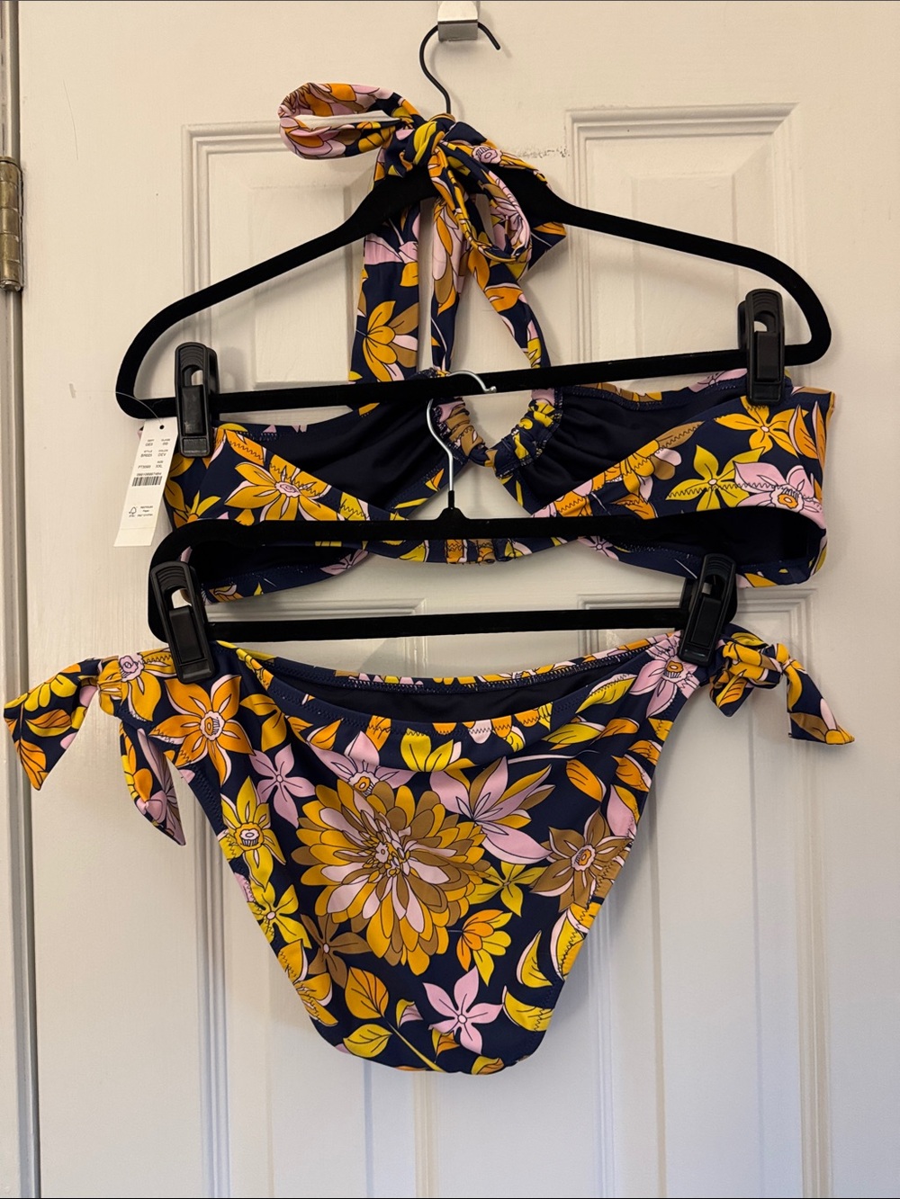 NWT J. Crew Bow halter-tie top & hipster bow-tie bikini bottom in dusk floral - Picture 7 of 9